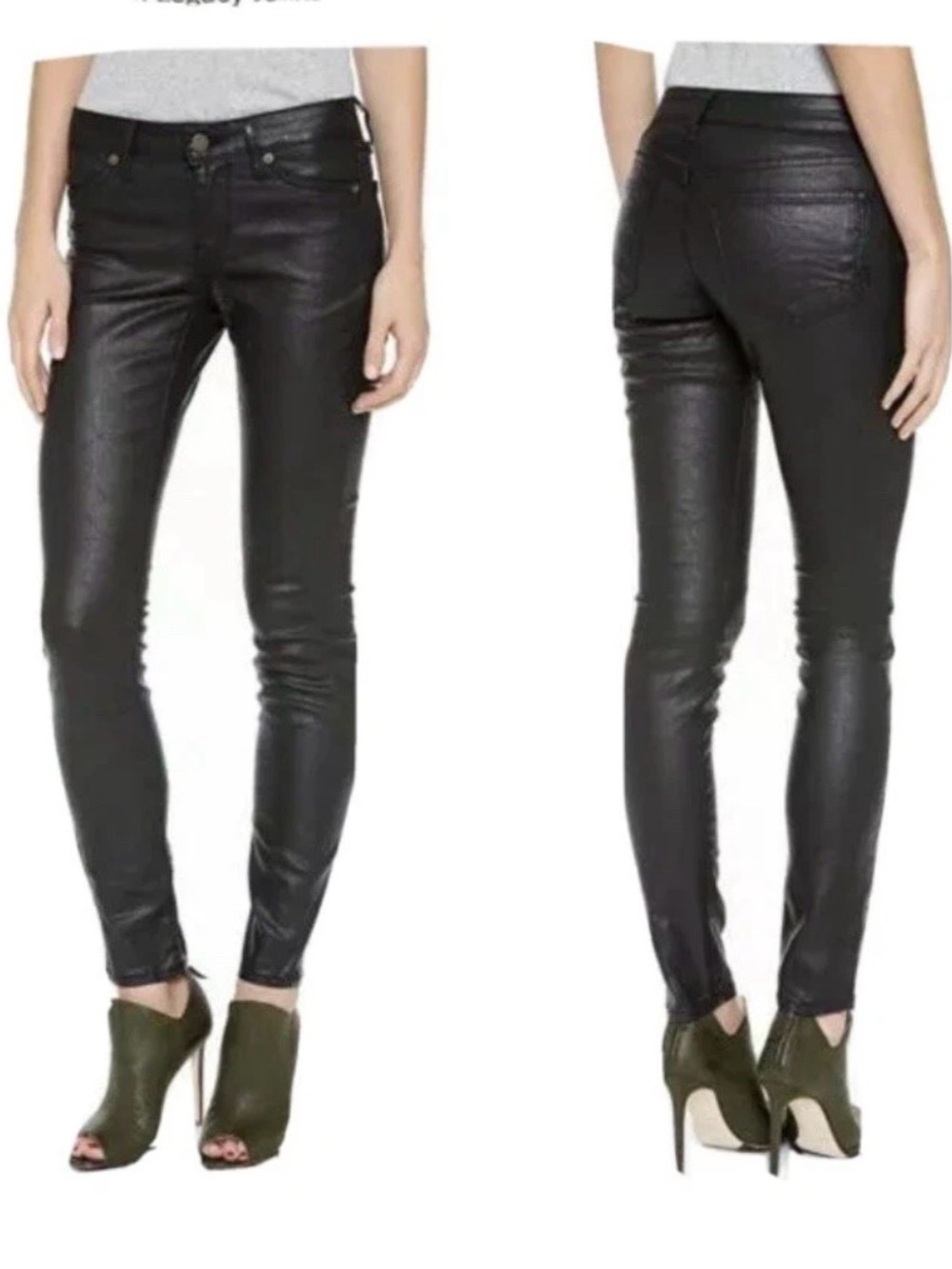 Rich & Skinny Coated Black Jeans Mid Rise Skinny Fit Denim 30